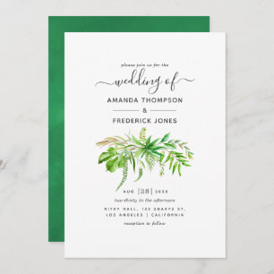Watercolor Forest Greenery Wedding Invitation