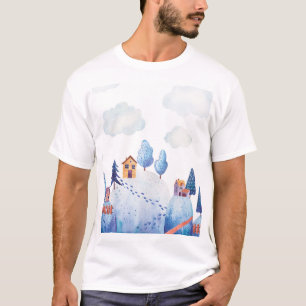 Watercolor Forest: Idyllic Landscape Illustration T-Shirt
