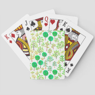 Watercolor forest in doodle style playing cards