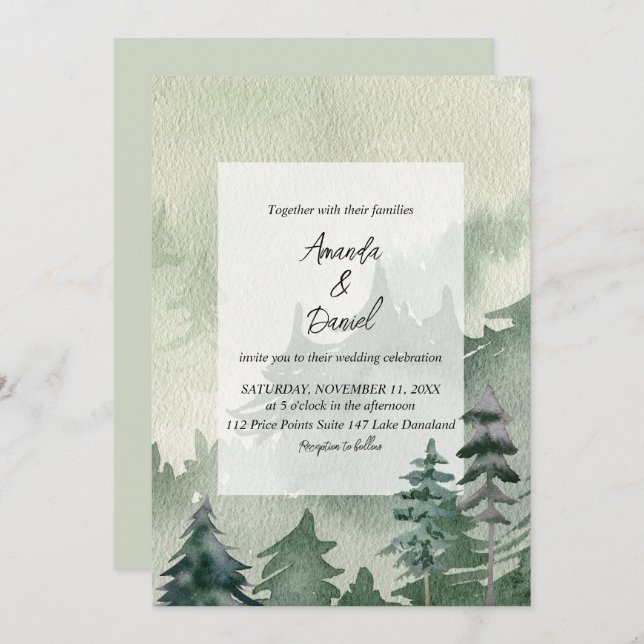 Watercolor forest invitation (Front/Back)
