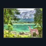 Watercolor Forest Lake Deer Landscape Postcard<br><div class="desc">This design was created through digital art. It may be personalised by clicking the customise button and add text. Contact me at colorflowcreations@gmail.com if you with to have this design on another product. Purchase my original abstract acrylic painting for sale at www.etsy.com/shop/colorflowart. See more of my creations or follow me...</div>