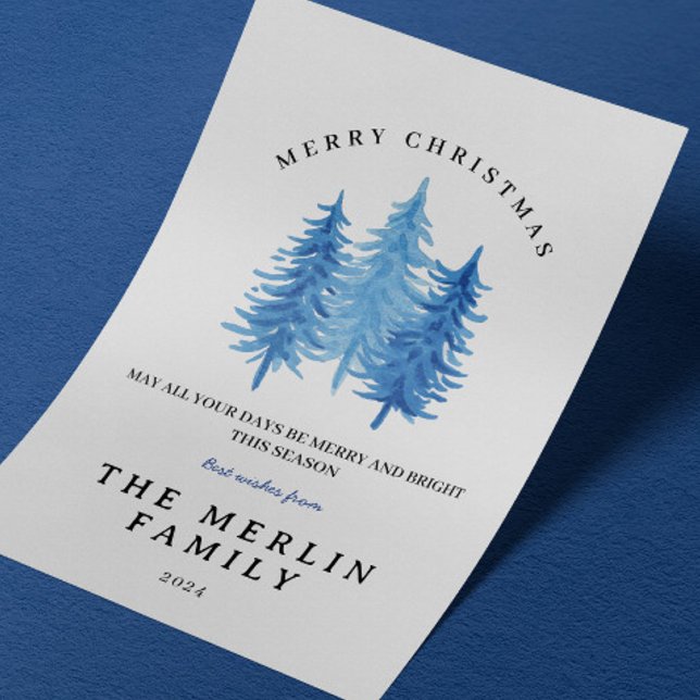 Watercolor Forest Merry Christmas Holiday Card (Creator Uploaded)