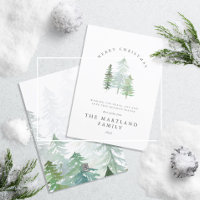 Watercolor forest Merry Christmas