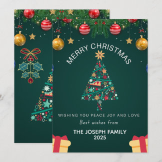 Watercolor forest Merry Christmas Personalised Holiday Card