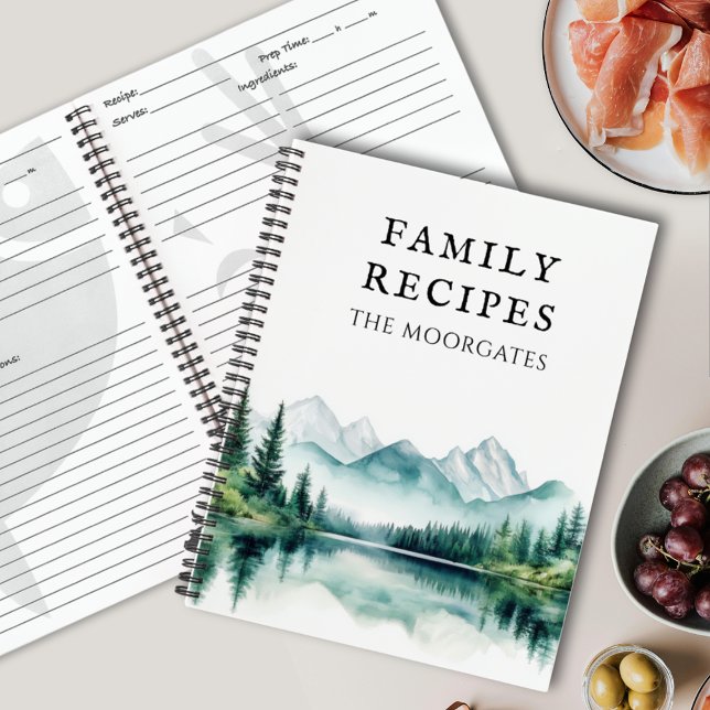 Watercolor Forest Mountain Family Recipes Cookbook Notebook (Creator Uploaded)