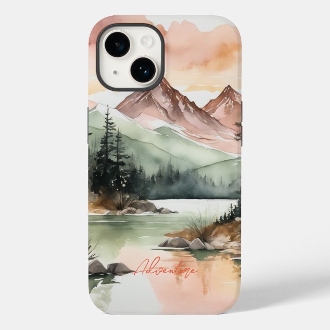 Watercolor Forest Mountains Nature Case-Mate iPhone Case (Back)