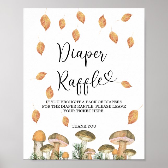 Watercolor forest mushrooms - diaper raffle poster (Front)