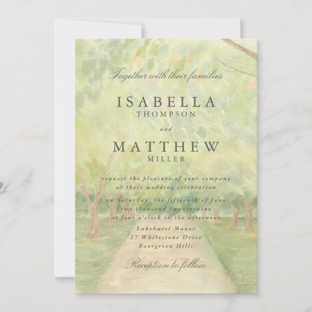 Watercolor Forest Path Wedding Invitation (Front)