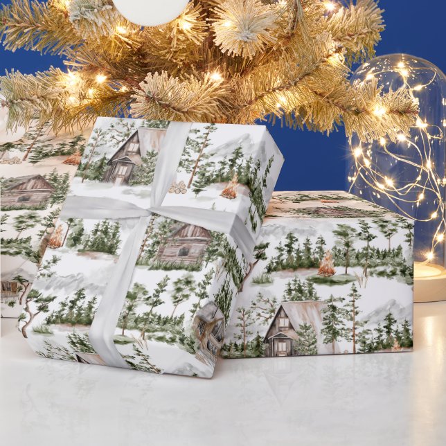 Watercolor Forest Pattern Wrapping Paper (Holidays)