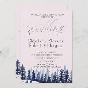 Watercolor Forest Pine Trees Wedding  Invitation