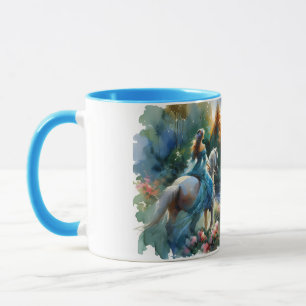 Watercolor Forest River Horsewoman Dreamscape Mug