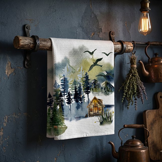 Watercolor forest scene tea towel (Creator Uploaded)
