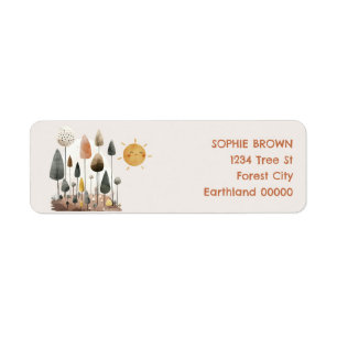 Watercolor Forest Scenery Cute Sun Return Address Label