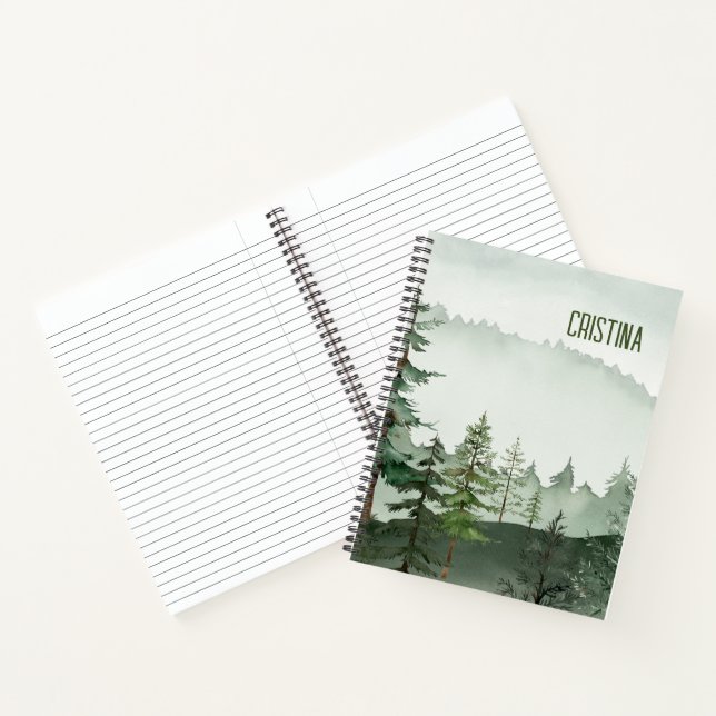 Watercolor Forest Tree  Notebook (Inside)