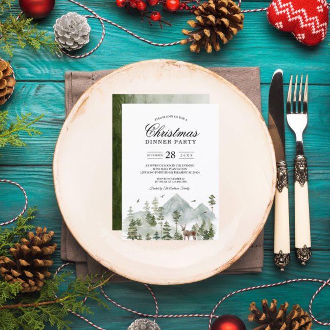 Watercolor Forest | Trees And Deer |  Invitation (Creator Uploaded)