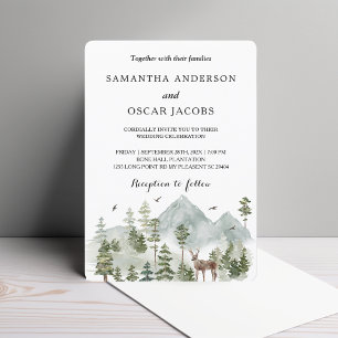 Watercolor Forest   Trees And Deer  Invitation