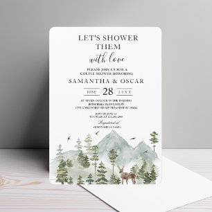 Watercolor Forest   Trees And Deer    Invitation