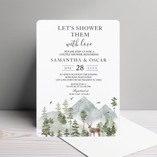 Watercolor Forest | Trees And Deer |  Invitation (Creator Uploaded)