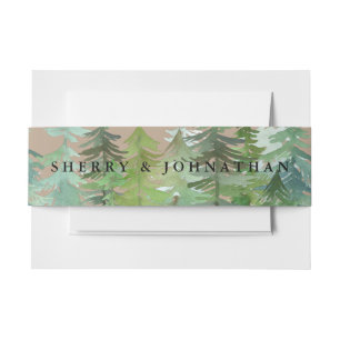 Watercolor forest wedding belly bands invitation belly band