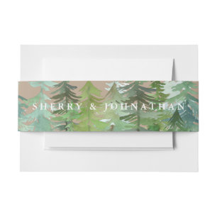 Watercolor forest wedding belly bands invitation belly band