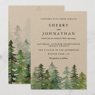 Watercolor forest wedding invitation