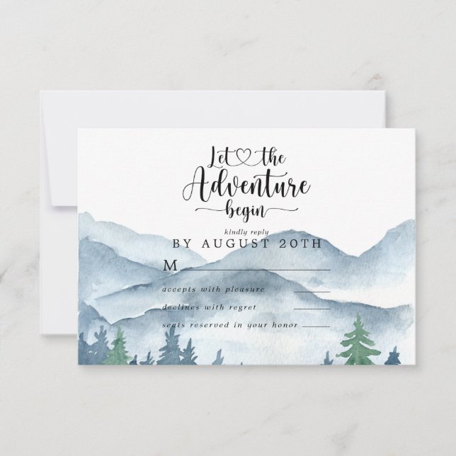 Watercolor Forest Wedding RSVP Response Card (Front)