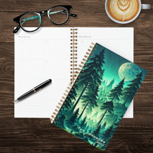Watercolor Forest with Full Moon Planner
