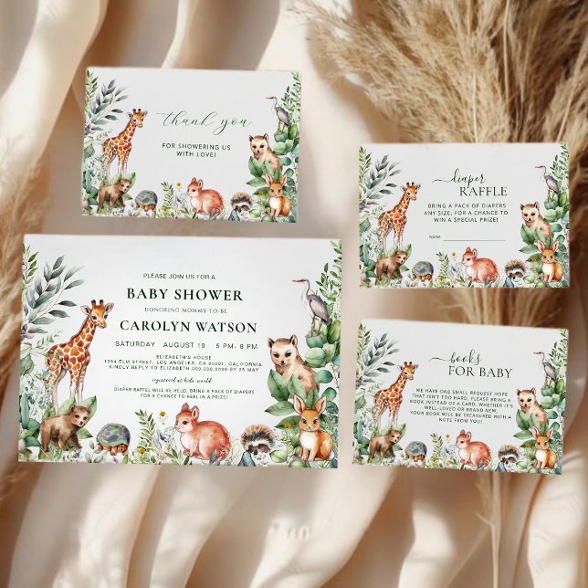 Watercolor Forest Woodland Animals Baby Shower Invitation (Creator Uploaded)