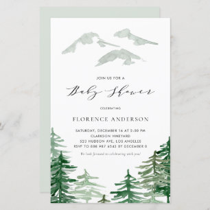 Watercolor Forest Woodland Baby Shower Invitation