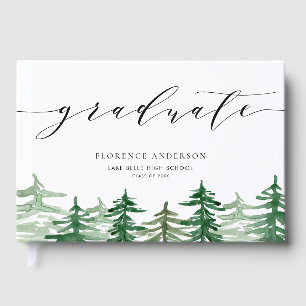 Watercolor Forest Woodland Graduation  Guest Book