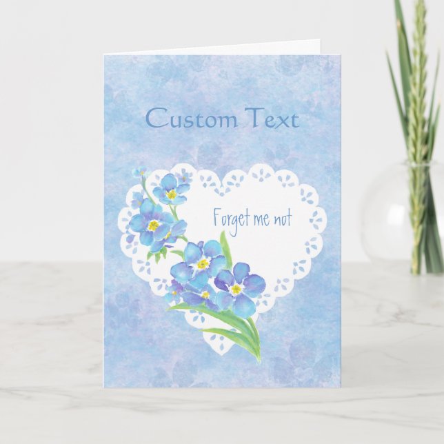 Watercolor Forget-me-not flower Custom Text Card (Front)