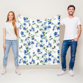 watercolor forget me not flowers fleece blanket