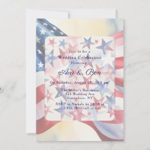 Watercolor Fourth Of July Wedding Invitation