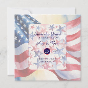 Watercolor Fourth Of July Wedding Save The Date