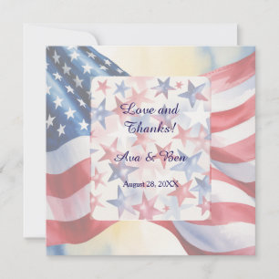 Watercolor Fourth Of July Wedding Thank You Card