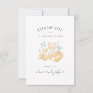 Watercolor Fox Baby Shower Thank You Card