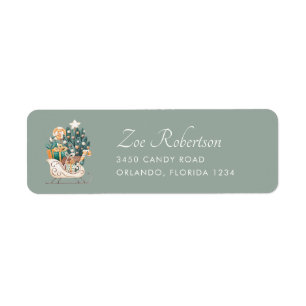 Watercolor Fox Christmas Sleighs Return Address Label