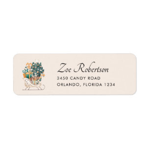 Watercolor Fox Christmas Sleighs Return Address Label