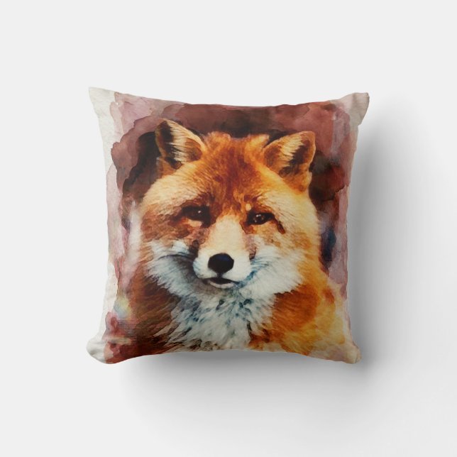 watercolor fox cushion (Front)