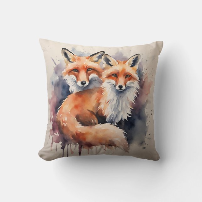 Watercolor Fox Duo Cushion (Front)