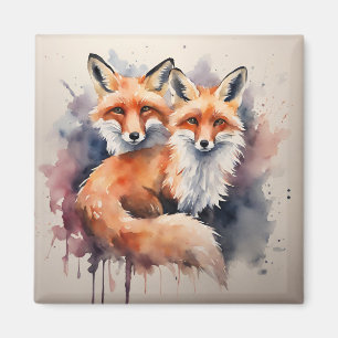 Watercolor Fox Duo Magnet