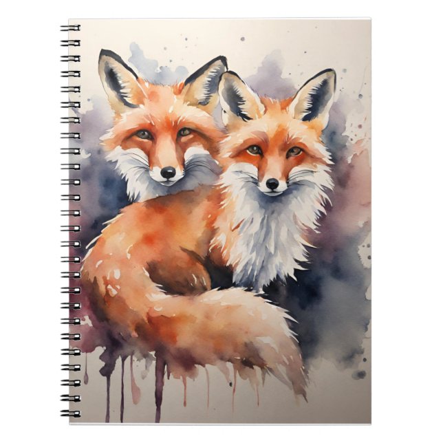 Watercolor Fox Duo Notebook (Front)