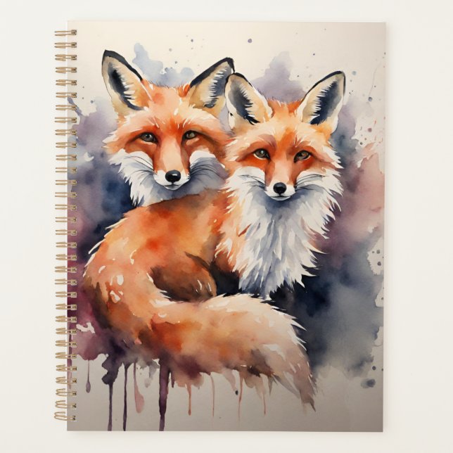 Watercolor Fox Duo Planner (Front)
