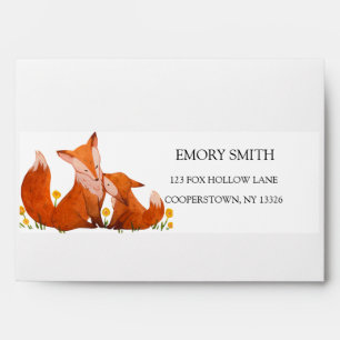 Watercolor Fox Family Envelope