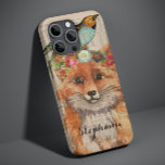 Watercolor Fox Floral Collage Personalised Name Case-Mate iPhone 14 Case<br><div class="desc">Watercolor Fox Floral Collage Personalised Name iPhone Smart Phone Cases features features a modern watercolor painting of a fox wearing a floral crown with a bird on her head. Personalise with your custom name by editing the text in the text box provided. Perfect gifts for Christmas, holidays, birthday, Mother's Day,...</div>