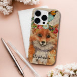 Watercolor Fox Floral Collage Personalised Name Case-Mate iPhone 14 Pro Case<br><div class="desc">Watercolor Fox Floral Collage Personalised Name iPhone Smart Phone Cases features features a modern watercolor painting of a fox wearing a floral crown with a bird on her head. Personalise with your custom name by editing the text in the text box provided. Perfect gifts for Christmas, holidays, birthday, Mother's Day,...</div>