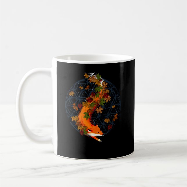 Watercolor Fox Flower Of Life Spirit Animal Coffee Mug (Left)
