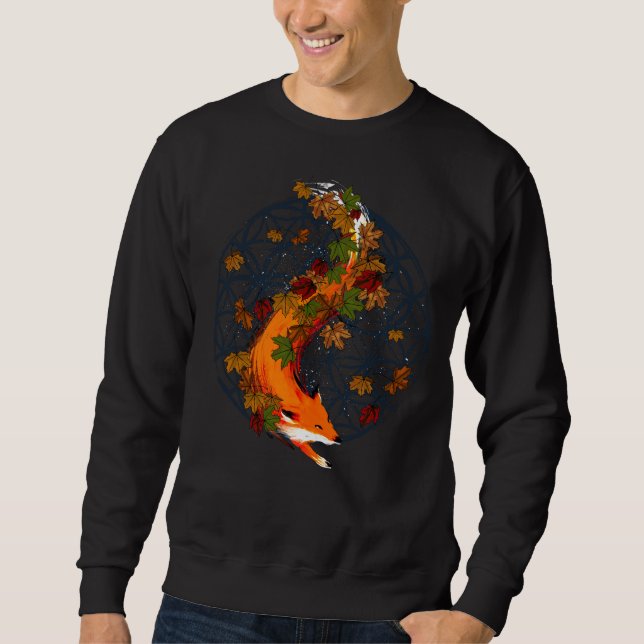 Watercolor Fox Flower Of Life Spirit Animal Sweatshirt (Front)