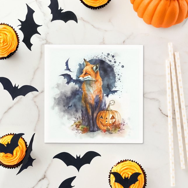 Watercolor Fox Halloween Napkin (Creator Uploaded)