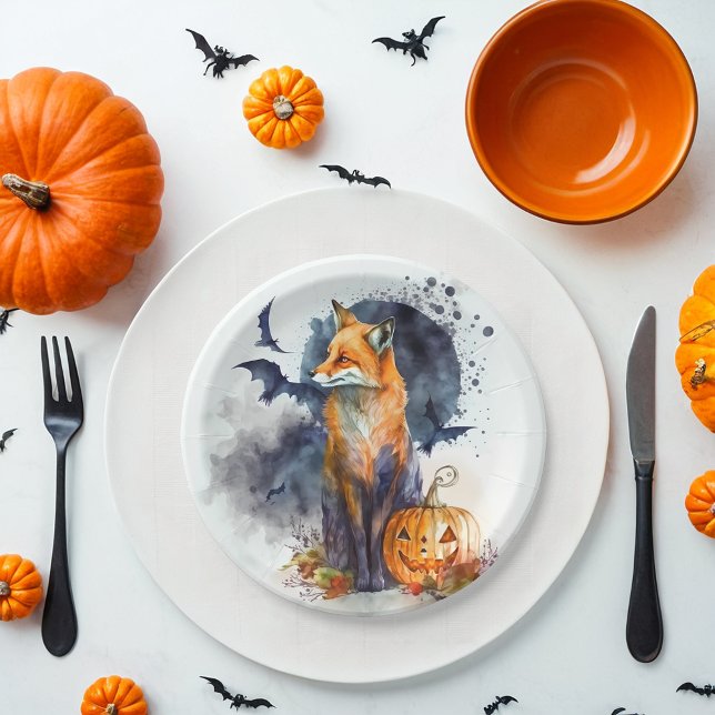 Watercolor Fox Halloween Paper Plate (Creator Uploaded)